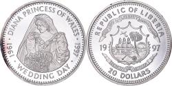 World Coins - Coin, Liberia, Wedding Day, 20 Dollars, 1997, Diana, , Silver, KM:535
