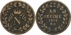 World Coins - France, Napoleon I, Decime, 1815, Strasbourg, Bronze,