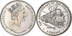 World Coins - Isle of Man, Elizabeth II, Crown, 125th Anniversary of the Steam Railway, 1998