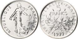 World Coins - France, 5 Francs, Semeuse, 1977, Paris, série FDC, Copper-nickel,