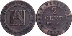World Coins - Kingdom of Westphalia, Jérôme Bonaparte, 2 Centimes, 1809, Cassel, Copper
