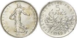 World Coins - France, Semeuse, 5 Francs, 1969, Paris, , Silver, KM:926, Gadoury:770