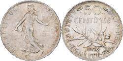 World Coins - France, 50 Centimes, Semeuse, 1908, Paris, Silver, , Gadoury:420