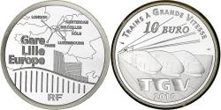 World Coins - France, 10 Euro, gare Lille Europe TGV, Proof, 2010, Monnaie de Paris, Silver