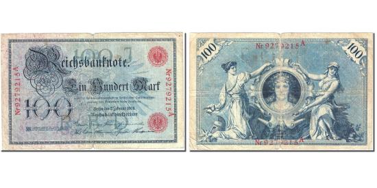 Banknote, Germany, 100 Mark, 1908, 1908-02-07, KM:33a, VF(20-25)