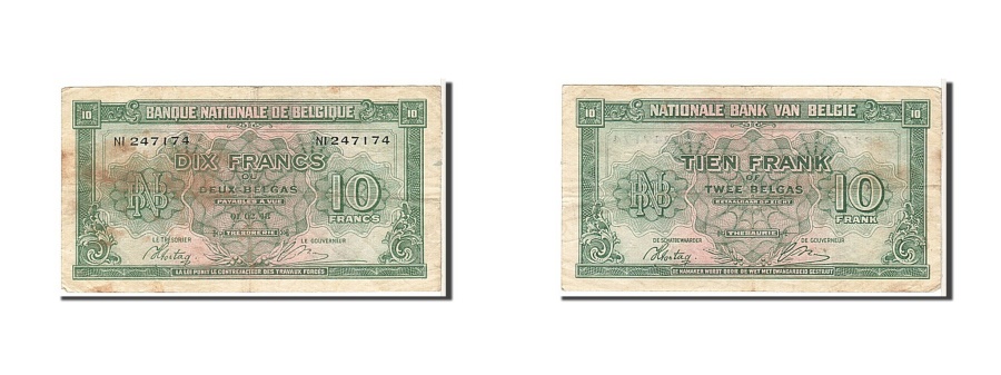 World Coins - Belgium, 10 Francs-2 Belgas, 1943, KM #122, VF(20-25), NI247174