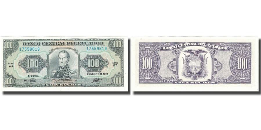 Banknote Ecuador 100 Sucres 1991 1991 10 11 Km 123aa Unc 65 70