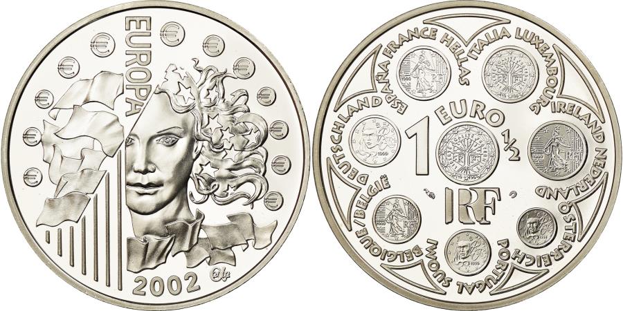 France, Monnaie de Paris, 1,5 Euro, Europa, 2002, , Silver