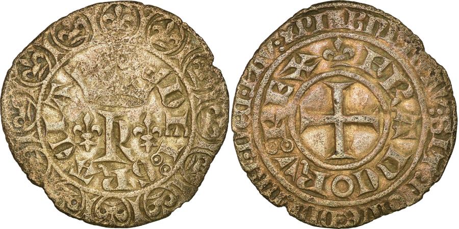 World Coins - Coin, France, Charles V, Blanc au K, 1365, , Silver, Duplessy:363
