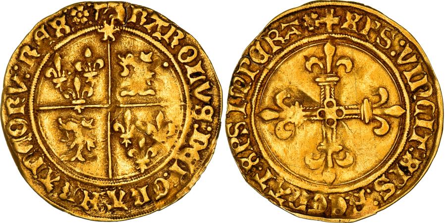 World Coins - Coin, France, Charles VIII, Ecu d'or au soleil du Dauphiné, 1498, EF(40-45)