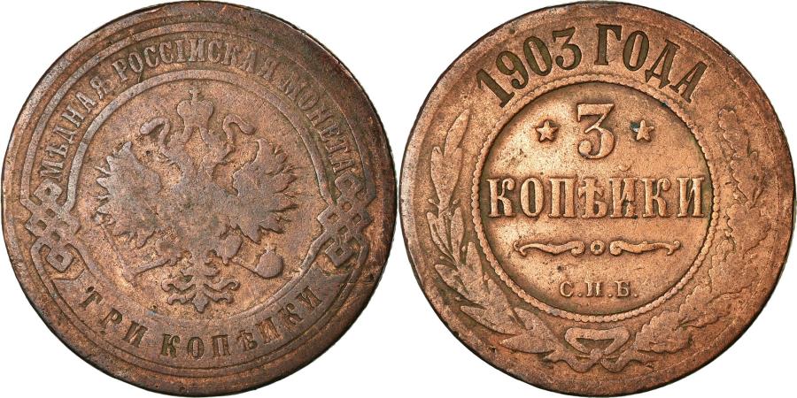 World Coins - Coin, Russia, Nicholas II, 3 Kopeks, 1903, Saint-Petersburg, , Copper