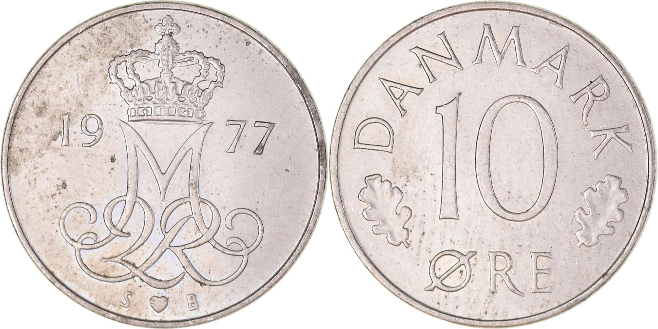 Coin, Denmark, Margrethe II, 10 Öre, 1977, Copenhagen, European Coins
