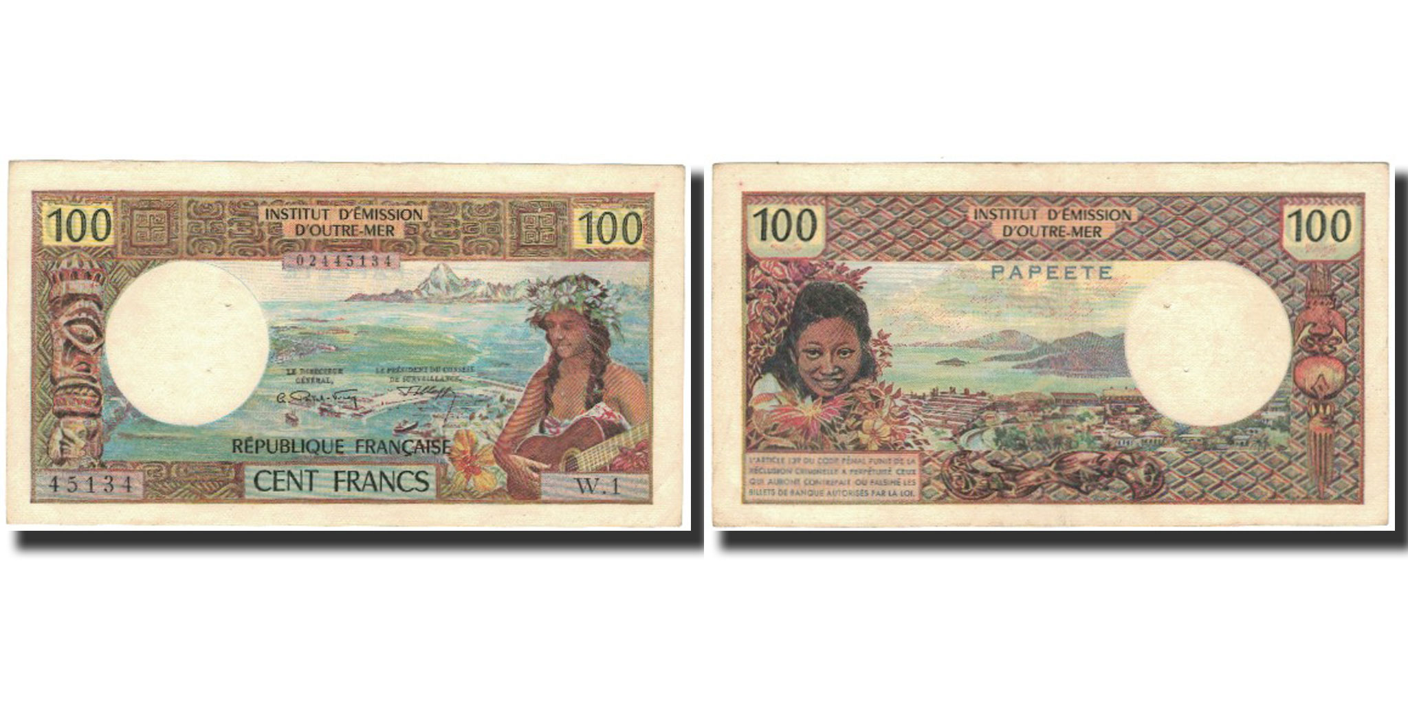 Banknote, Tahiti, 100 Francs, 1969, KM:23, AU(55-58) | World Paper