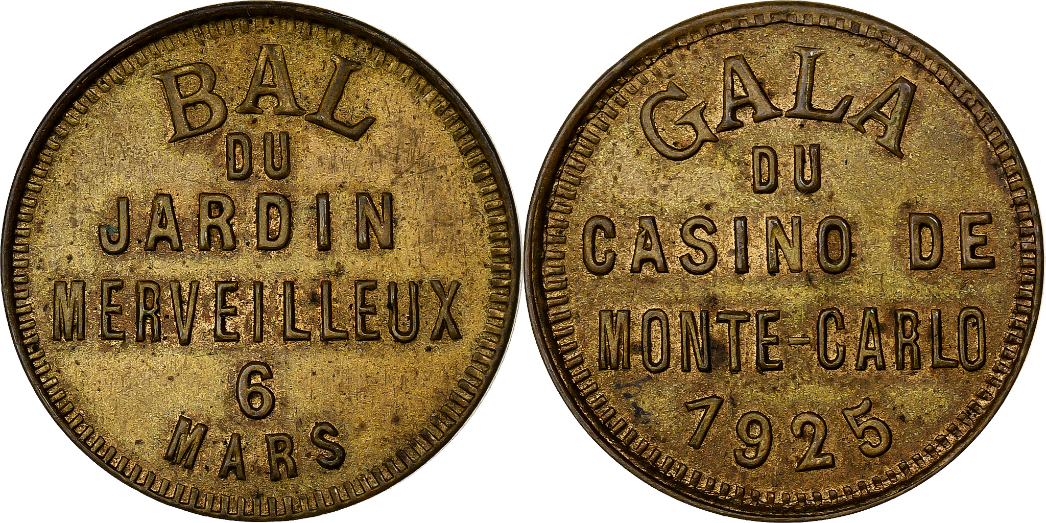 Monaco, Token, Gala du Casino Monte Carlo, bal, 1925, Brass, | Tokens &  Medals