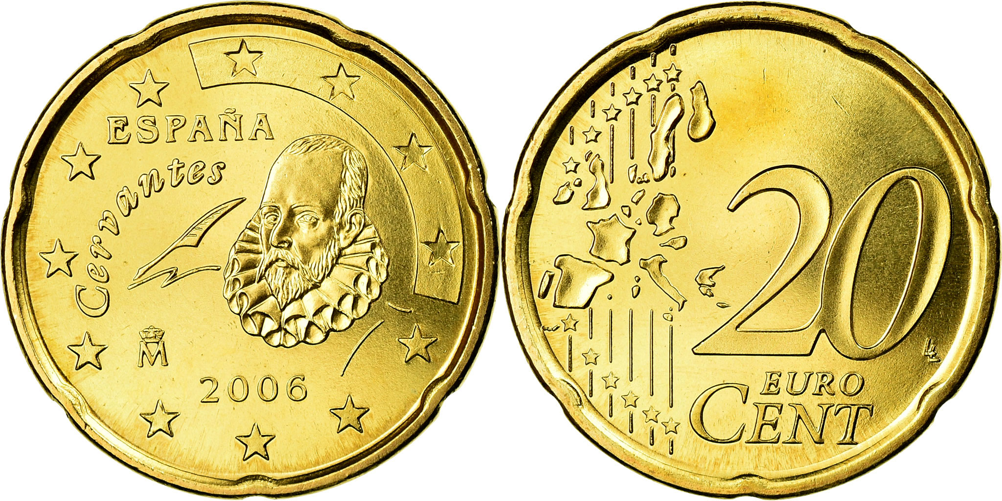 Spain, 20 Euro Cent, 2006, , Brass, KM:1044 | European Coins