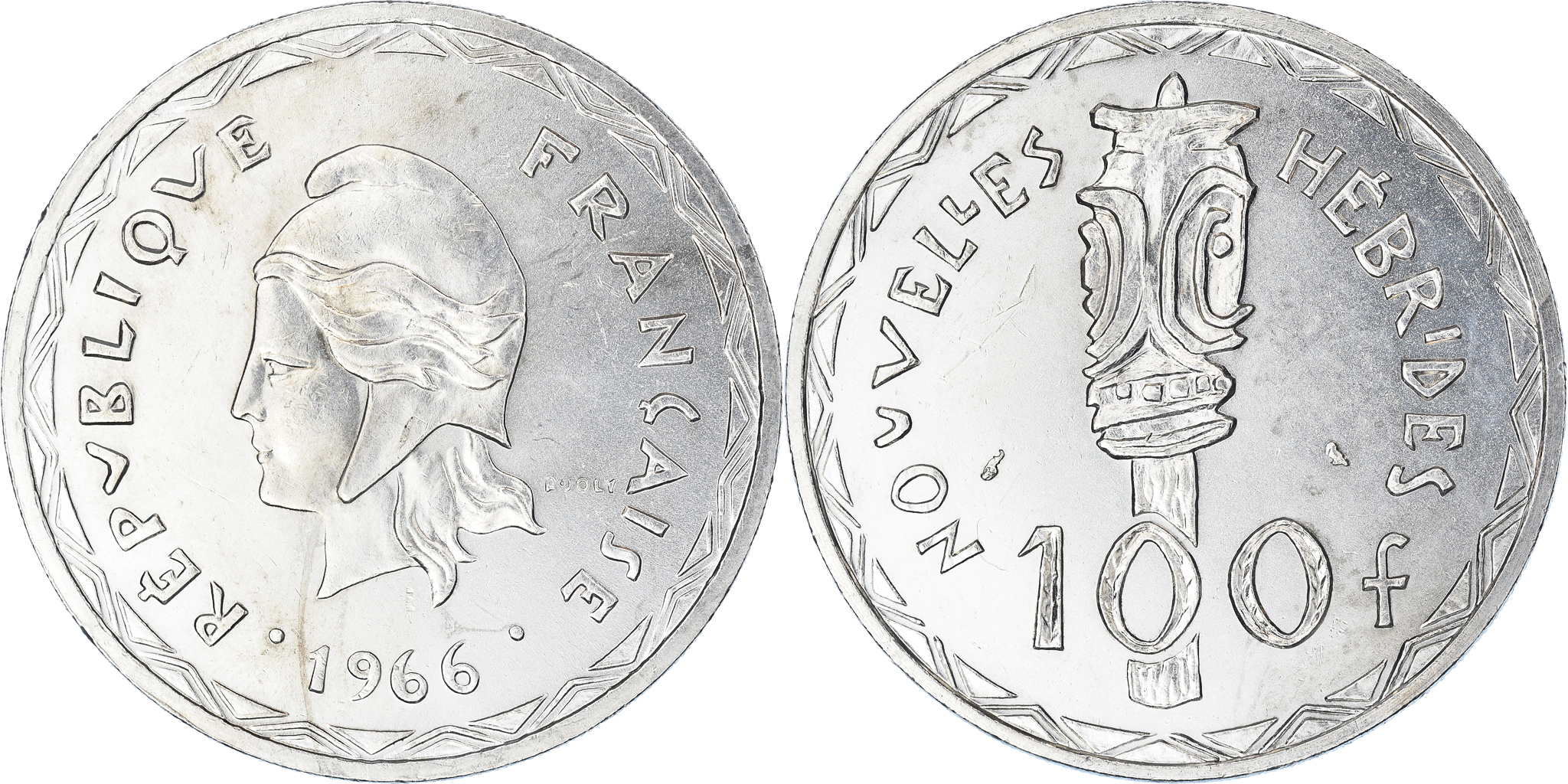 Coin, New Hebrides, 100 Francs, 1966, Paris, , Silver, KM:1