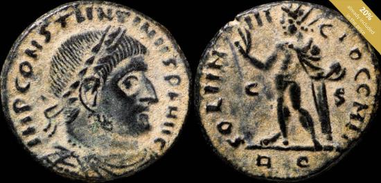 Ancient Coins - Constantine I - SOLI INVICTO COMITI, Rome - 19 mm / 3.54 gr.