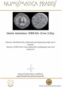 Ancient Coins - Salonina Antoninianus - CERERI AVG - 22 mm / 3.20 gr.