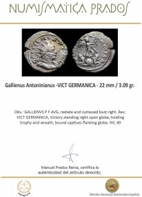 Ancient Coins - Gallienus Antoninianus -VICT GERMANICA - 22 mm / 3.09 gr.
