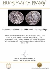 Ancient Coins - Gallienus Antoninianus - VIC GERMANICA - 24 mm / 4.45 gr.