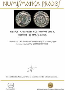 Ancient Coins - Crispus - CAESARVM NOSTRORVM VOT X, Rome - 19 mm / 2.61 gr.