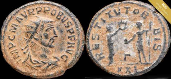 Ancient Coins - Probus Antoninianus - RESTITVT ORBIS, Antioquia - 21 mm / 3.70 gr.