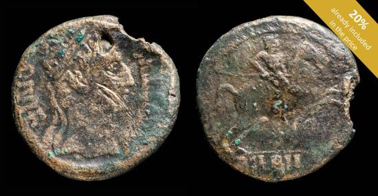 Ancient Coins - Ancient Hispania - Bilbilis, Calatayud (Zaragoza) Ae As - 28 mm / 11.94 gr.