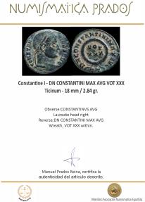 Ancient Coins - Constantine I - DN CONSTANTINI MAX AVG VOT XXX, Ticinum - 18 mm / 2.84 gr.