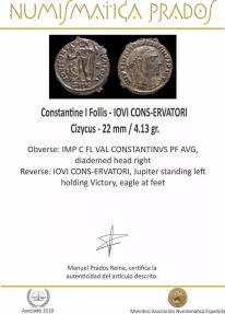Ancient Coins - Constantine I Follis - IOVI CONS-ERVATORI, Cizycus - 22 mm / 4.13 gr.