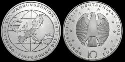 World Coins - 2002, 10 Silver Euro Commemorative, Transition to Monetary Union, Germany - 32 mm / 18,10 gr.