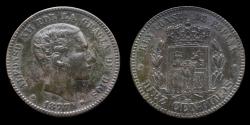 Ancient Coins - 1877, 10 Centimos Alfonso XII, Barcelona Mint - 30 mm / 9,92 gr.