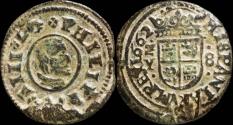 Ancient Coins - 1662, 8 Maravedis Philips IV, Madrid Mint (M turned) - 22 mm / 2.17 gr.