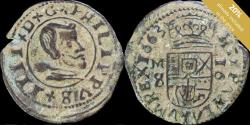 World Coins - 1663, 16 Maravedis Philip IV, Madrid Mint - 25 mm / 3.58 gr.