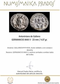 Ancient Coins - Gallienus Antoninianus - GERMANICVS MAX V - 23 mm / 4.07 gr