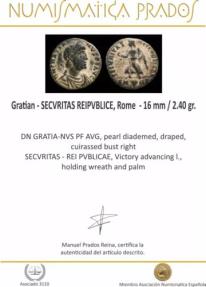 Ancient Coins - Gratian - SECVRITAS REIPVBLICE, Rome - 16 mm / 2.40 gr.
