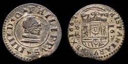 Ancient Coins - 1662, 16 Maravedis Philips IV, Sevilla Mint - 24 mm / 3,98 gr.