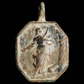 Ancient Coins - Medal XVI-XVII centuries, Saint Ramon / S. Barbara - 33 x 22 mm.