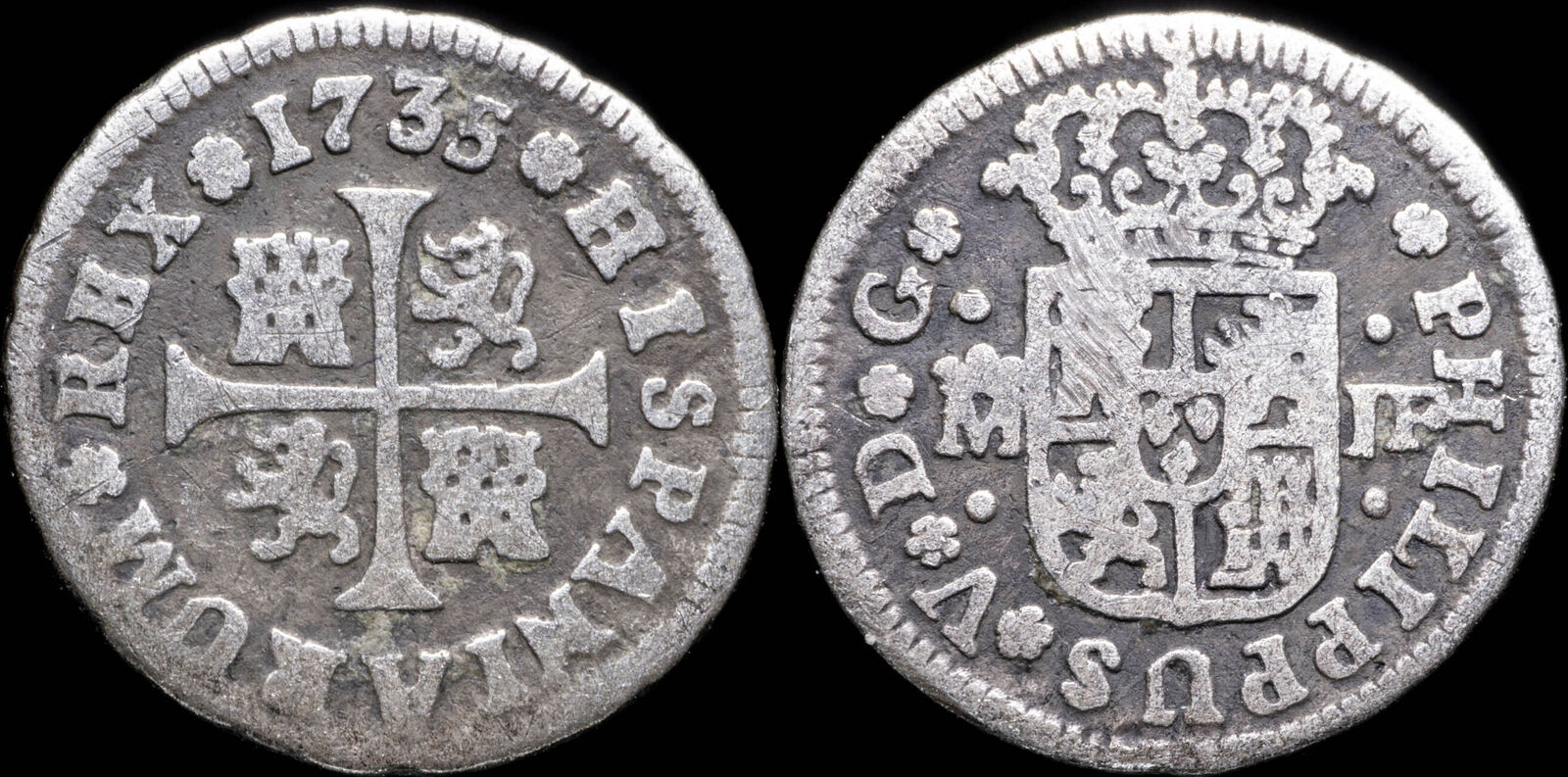 1735, 1/2 Silver Real Philips V, Madrid Mint - 15 mm / 1.35 gr.