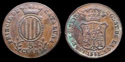 Ancient Coins - 1841, 3 Cuartos Isabella II, Principado de Cataluña Mint - 26 mm / 7,55 gr.