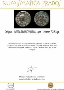 Ancient Coins - Crispus - BEATA TRANQVILITAS, Lyon - 19 mm / 2.53 gr.