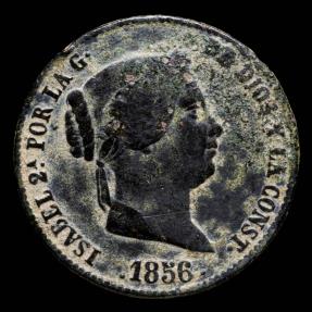Ancient Coins - 1856, 25 Centimos Escudo Isabel II, Segovia Mint - 27 mm / 9.44 gr.