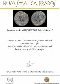 Ancient Coins - Constantine I - VIRTVS EXERCIT, Trier - 20 mm / 3,57 gr.