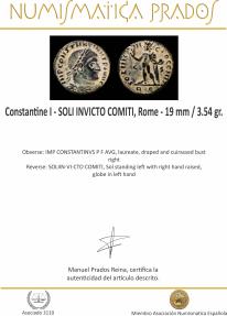 Ancient Coins - Constantine I - SOLI INVICTO COMITI, Rome - 19 mm / 3.54 gr.