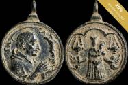 Ancient Coins - Religious medal XVI-XVII centuries, S. Carlos / V. Loreto - 37x23 mm.