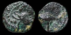 Ancient Coins - Ancient Hispania - Gades (Cadiz), Ae 1/8, Rare, Melkart on the right - 11 mm / 0.46 gr.