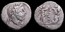 Ancient Coins - Roman Republican Quinarius, T. Cloelius (98 b.C.) -16 mm / 1,63 gr.
