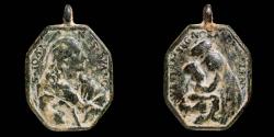 Ancient Coins - Religious medal XVI-XVII centuries, S. Juan Evangelista / V. Rosario - 45x32 mm