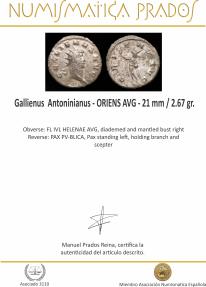 Ancient Coins - Gallienus Antoninianus - ORIENS AVG - 21 mm / 2.67 gr.
