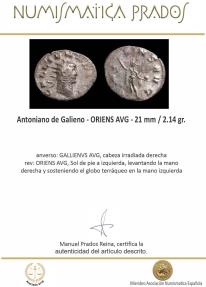 Ancient Coins - Gallienus Antoninianus - ORIENS AVG - 21 mm / 2.14 gr.