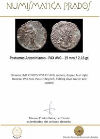 Ancient Coins - Postumus Antoninianus - PAX AVG - 19 mm / 2.16 gr.